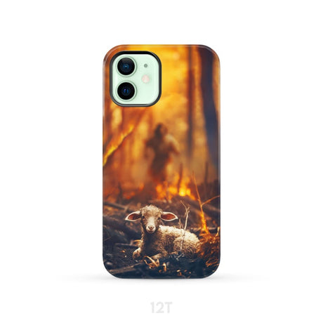 Jesus Rescues Lamb in the Fire Phone Case iPhone 12 / Tough