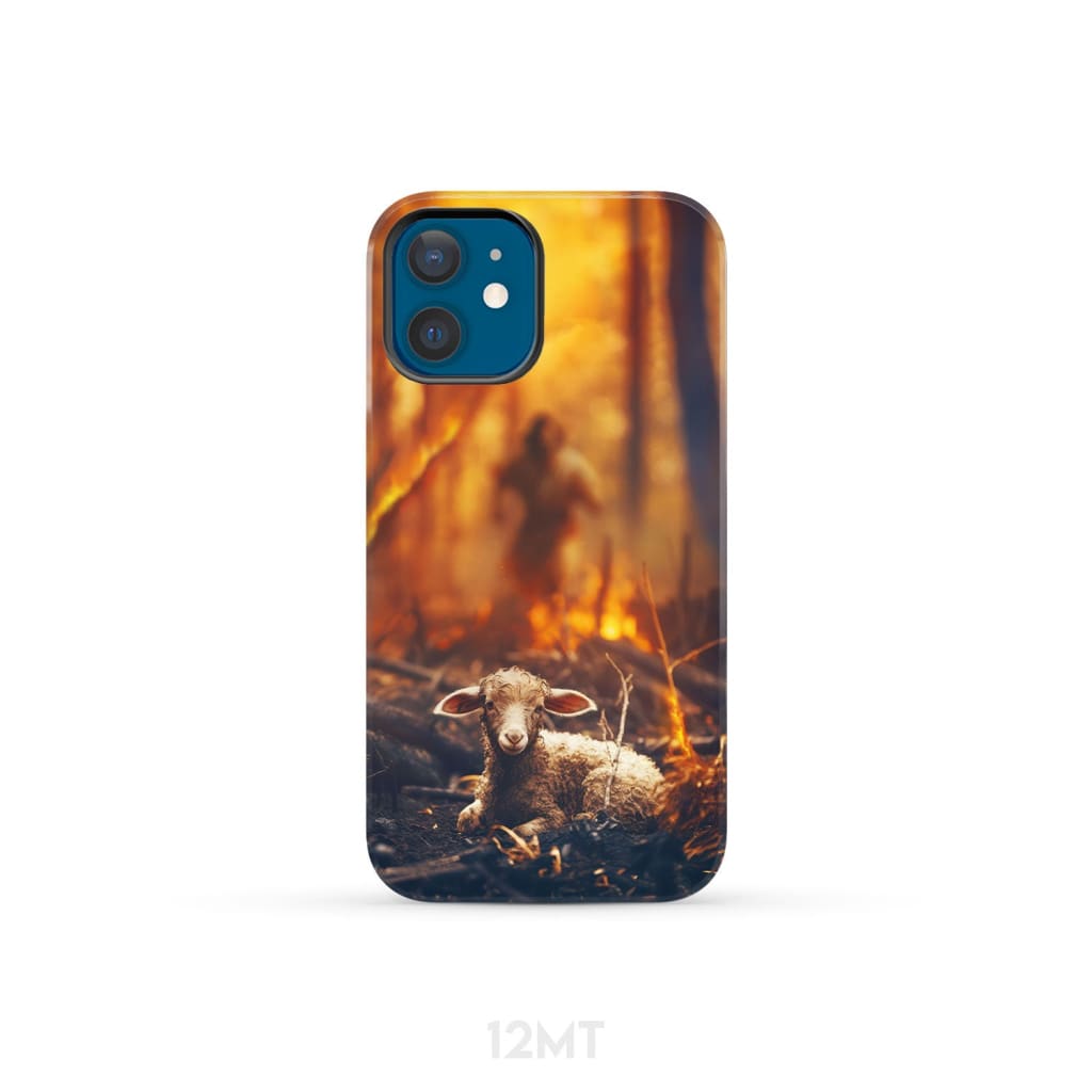 Jesus Rescues Lamb in the Fire Phone Case iPhone 12 Mini / Tough