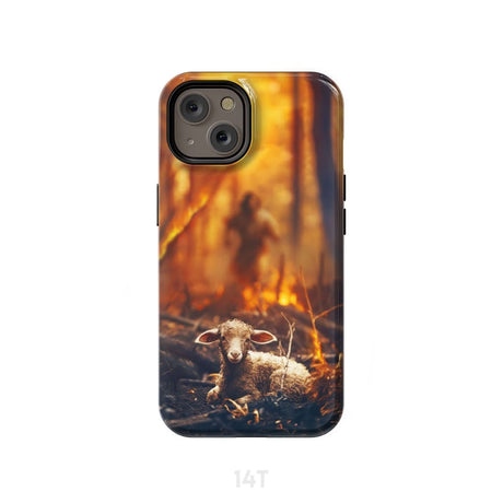 Jesus Rescues Lamb in the Fire Phone Case iPhone 14 / Tough