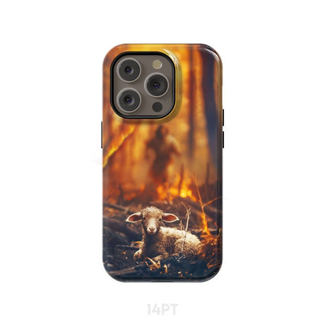 Jesus Rescues Lamb in the Fire Phone Case iPhone 14 Pro / Tough