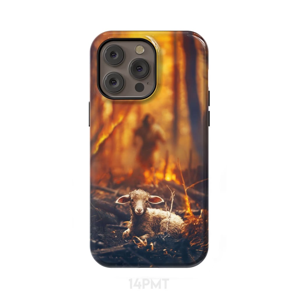 Jesus Rescues Lamb in the Fire Phone Case iPhone 14 Pro Max / Tough