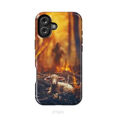 Jesus Rescues Lamb in the Fire Phone Case iPhone 16 Plus / Tough Case