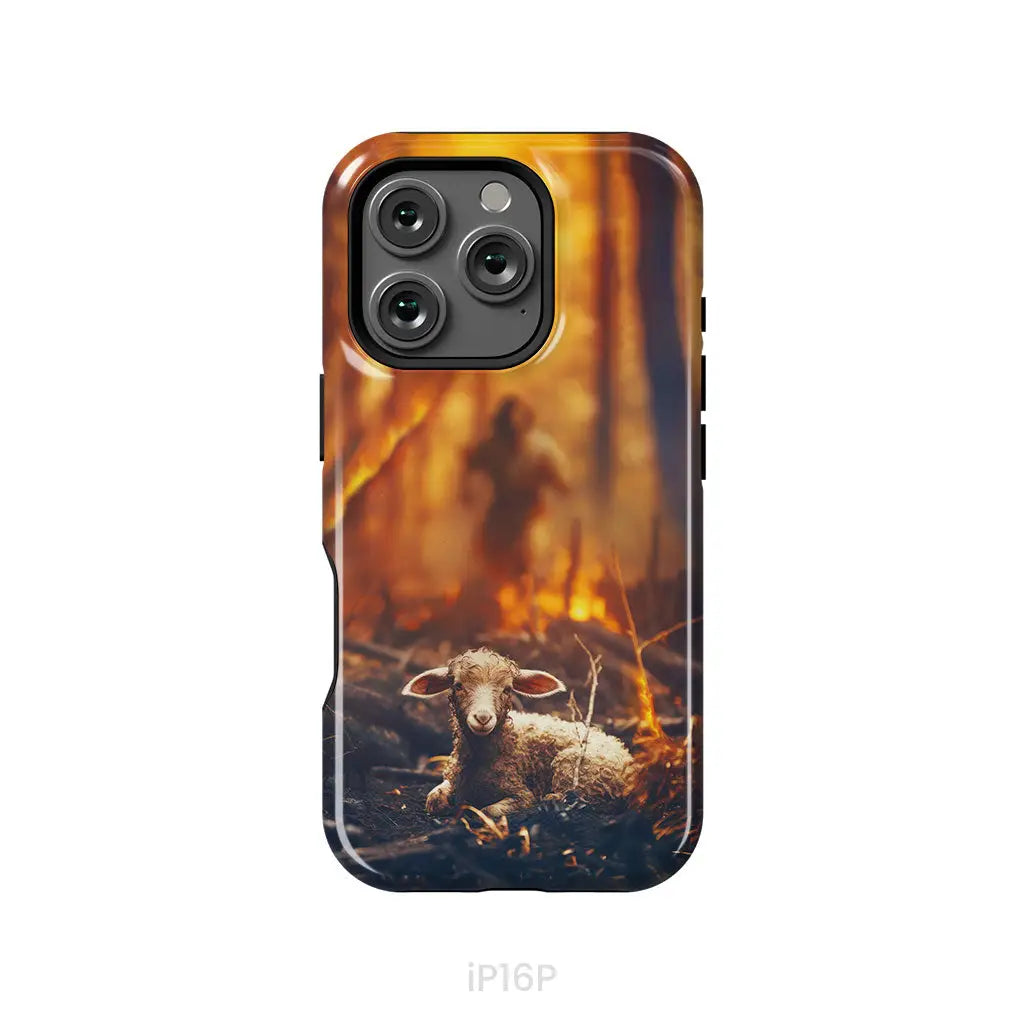 Jesus Rescues Lamb in the Fire Phone Case iPhone 16 Pro / Tough Case