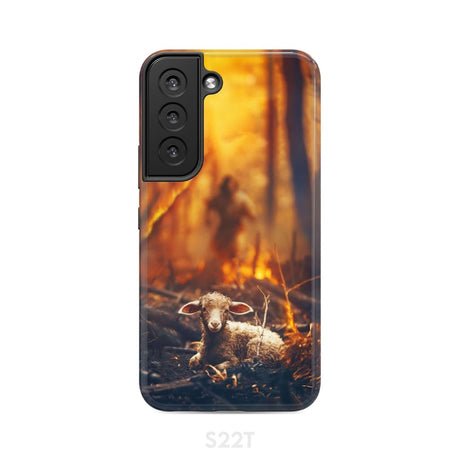 Jesus Rescues Lamb in the Fire Phone Case Samsung Galaxy S22 / Tough