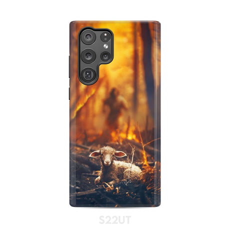 Jesus Rescues Lamb in the Fire Phone Case Samsung Galaxy S22 Ultra / Tough