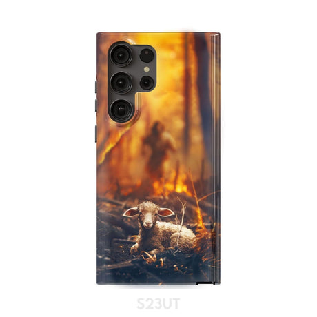 Jesus Rescues Lamb in the Fire Phone Case Samsung Galaxy S23 Ultra / Tough