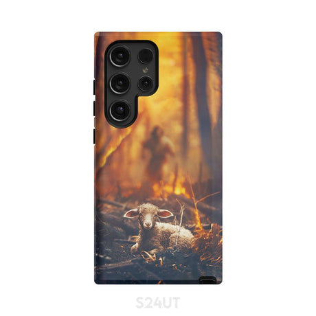 Jesus Rescues Lamb in the Fire Phone Case Samsung Galaxy S24 Ultra / Tough