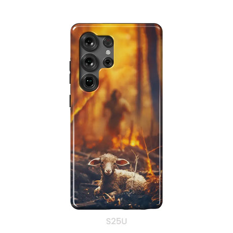 Jesus Rescues Lamb in the Fire Phone Case Samsung Galaxy S25 Ultra / Tough Case