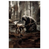 Jesus rescues the lost lamb canvas print, Christian home decor