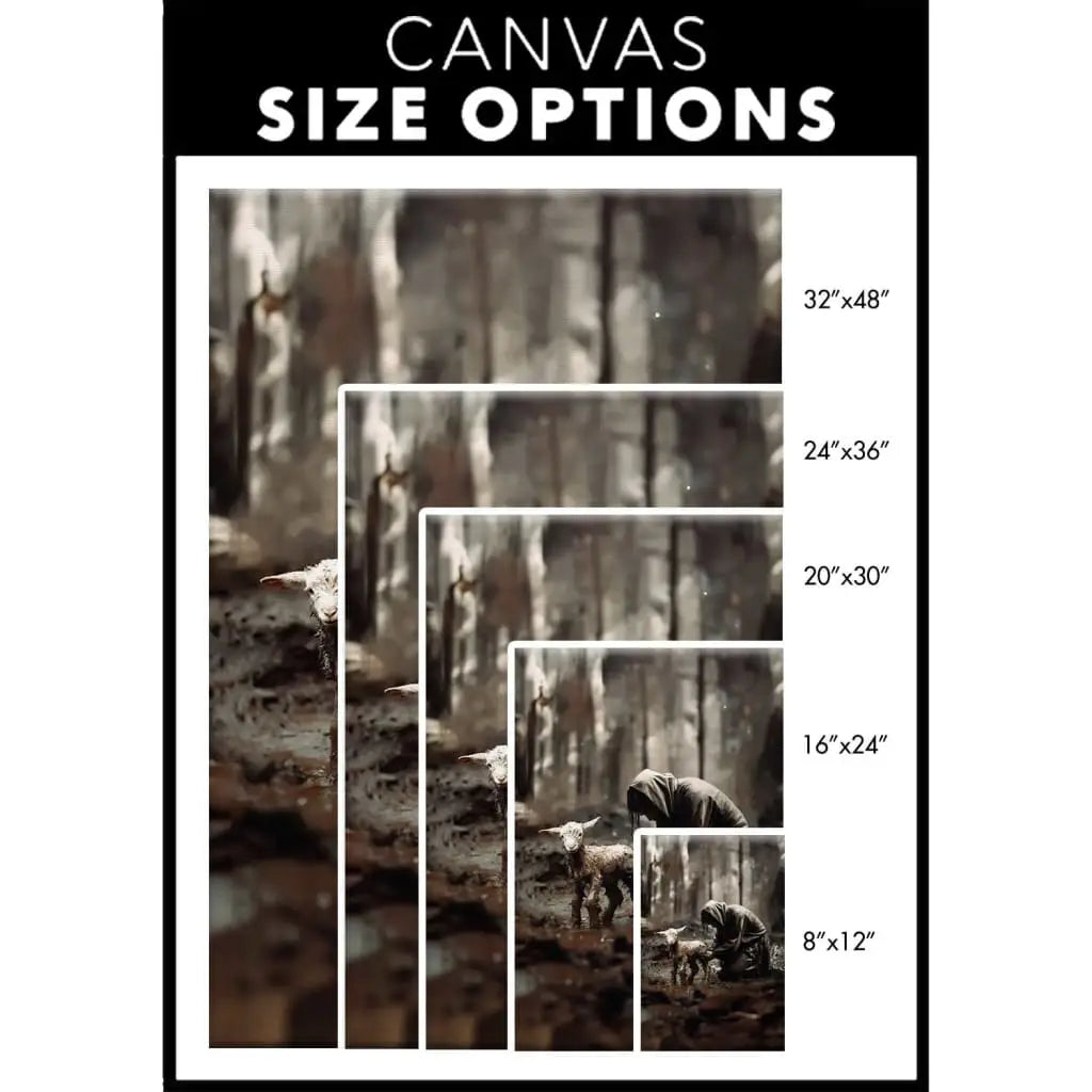 Jesus rescues lost lamb canvas size options
