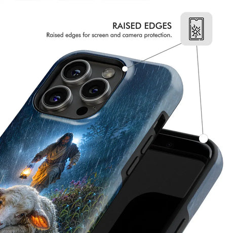 Jesus Rescues the Lost Lamb in the Storm - Christian Phone Case