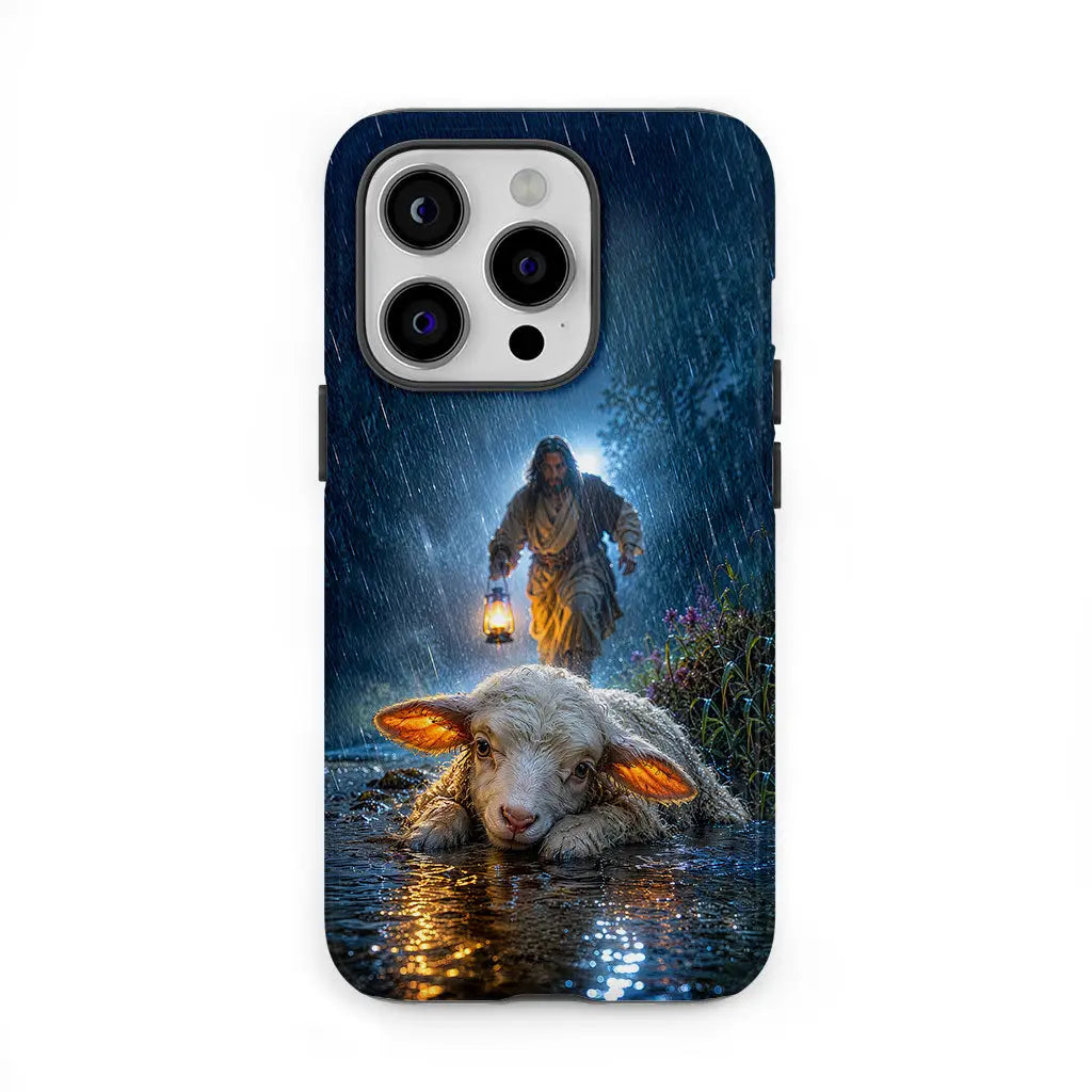 Jesus Rescues the Lost Lamb in the Storm - Christian Phone Case