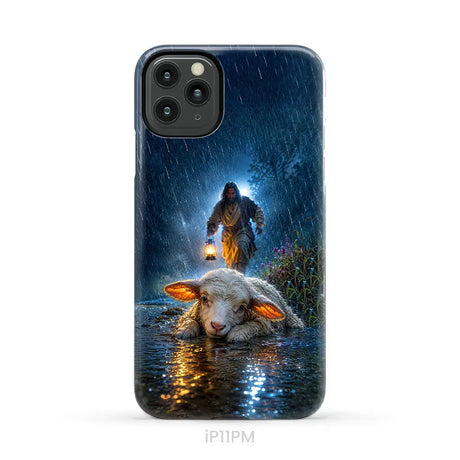 Jesus Rescues the Lost Lamb in the Storm - Christian Phone Case iPhone 11 Pro Max / Tough Case
