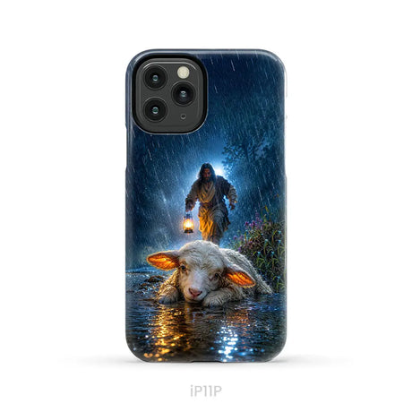 Jesus Rescues the Lost Lamb in the Storm - Christian Phone Case iPhone 11 Pro / Tough Case