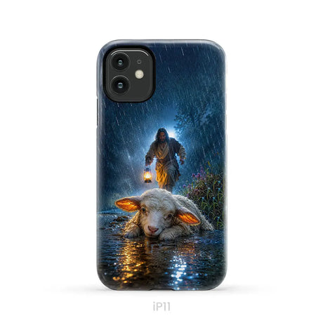 Jesus Rescues the Lost Lamb in the Storm - Christian Phone Case iPhone 11 / Tough Case