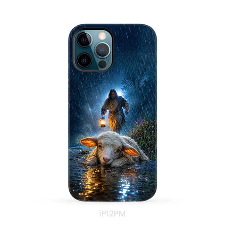 Jesus Rescues the Lost Lamb in the Storm - Christian Phone Case iPhone 12 Pro Max / Tough Case