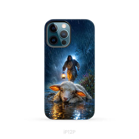 Jesus Rescues the Lost Lamb in the Storm - Christian Phone Case iPhone 12 Pro / Tough Case