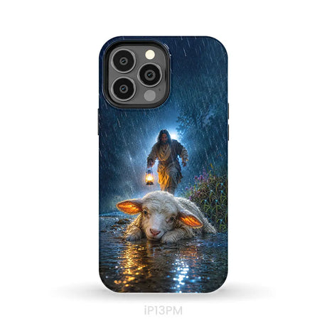 Jesus Rescues the Lost Lamb in the Storm - Christian Phone Case iPhone 13 Pro Max / Tough Case