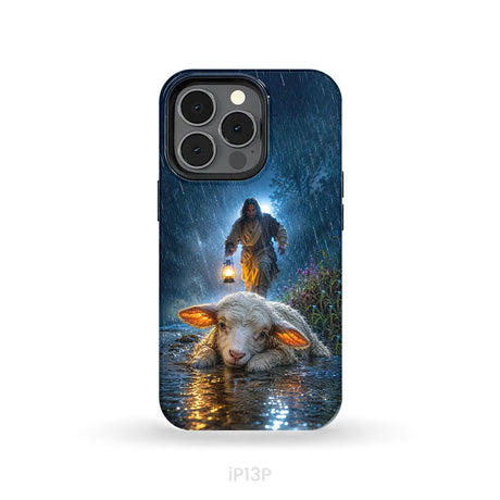 Jesus Rescues the Lost Lamb in the Storm - Christian Phone Case iPhone 13 Pro / Tough Case