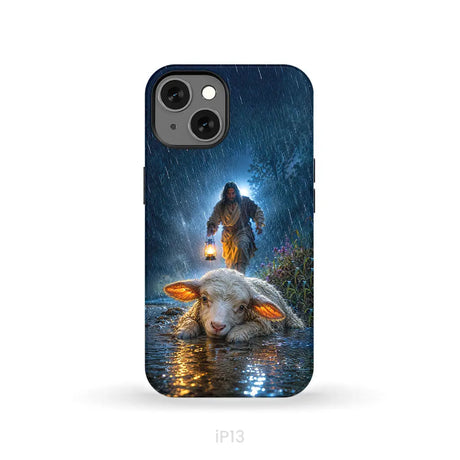 Jesus Rescues the Lost Lamb in the Storm - Christian Phone Case iPhone 13 / Tough Case