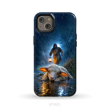 Jesus Rescues the Lost Lamb in the Storm - Christian Phone Case iPhone 14 Plus / Tough Case