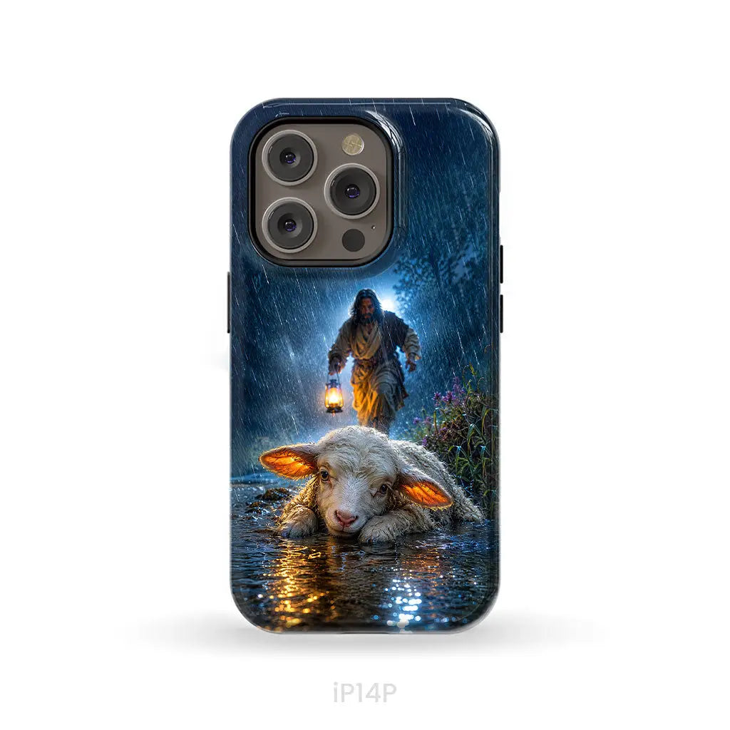 Jesus Rescues the Lost Lamb in the Storm - Christian Phone Case iPhone 14 Pro / Tough Case