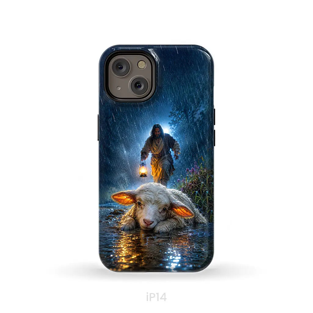 Jesus Rescues the Lost Lamb in the Storm - Christian Phone Case iPhone 14 / Tough Case