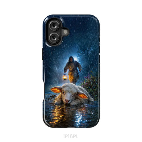 Jesus Rescues the Lost Lamb in the Storm - Christian Phone Case iPhone 16 Plus / Tough Case
