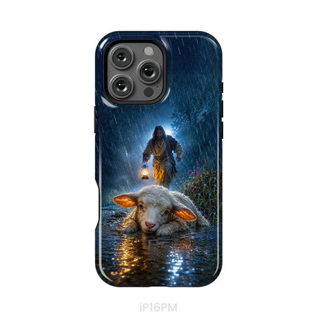 Jesus Rescues the Lost Lamb in the Storm - Christian Phone Case iPhone 16 Pro Max / Tough Case