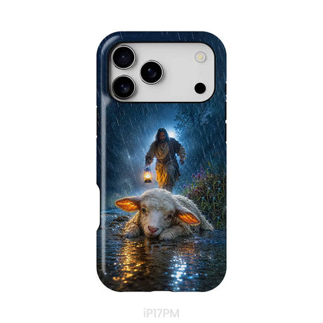 Jesus Rescues the Lost Lamb in the Storm - Christian Phone Case iPhone 17 Pro Max / Tough Case