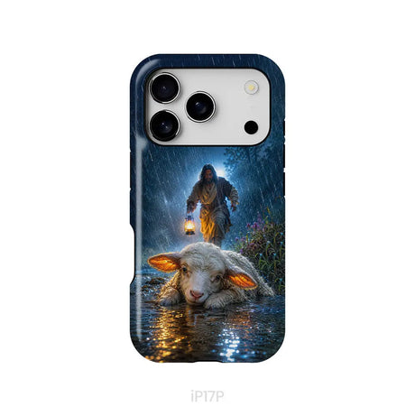 Jesus Rescues the Lost Lamb in the Storm - Christian Phone Case iPhone 17 Pro / Tough Case