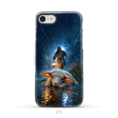 Jesus Rescues the Lost Lamb in the Storm - Christian Phone Case iPhone 8 / Tough Case