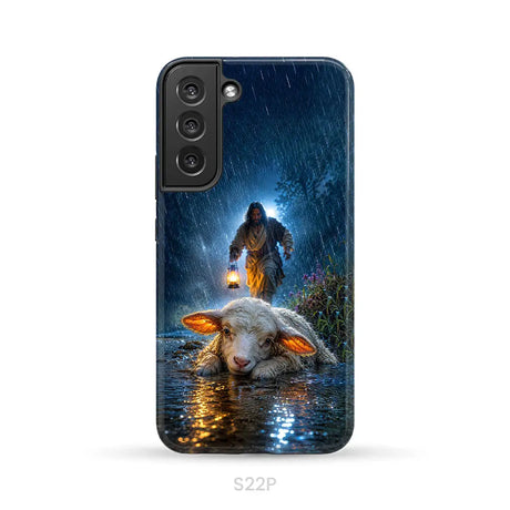 Jesus Rescues the Lost Lamb in the Storm - Christian Phone Case Samsung Galaxy S22 Plus / Tough Case