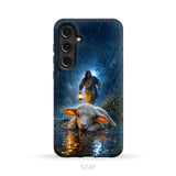 Jesus Rescues the Lost Lamb in the Storm - Christian Phone Case Samsung Galaxy S24 Plus / Tough Case