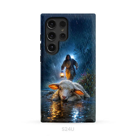 Jesus Rescues the Lost Lamb in the Storm - Christian Phone Case Samsung Galaxy S24 Ultra / Tough Case