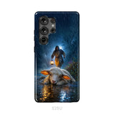 Jesus Rescues the Lost Lamb in the Storm - Christian Phone Case Samsung Galaxy S25 Ultra / Tough Case