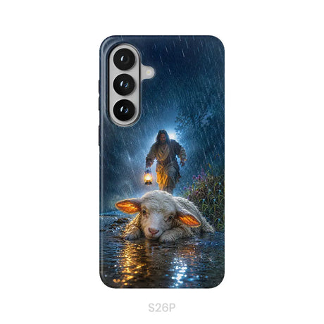Jesus Rescues the Lost Lamb in the Storm - Christian Phone Case Samsung Galaxy S26 Plus / Tough Case