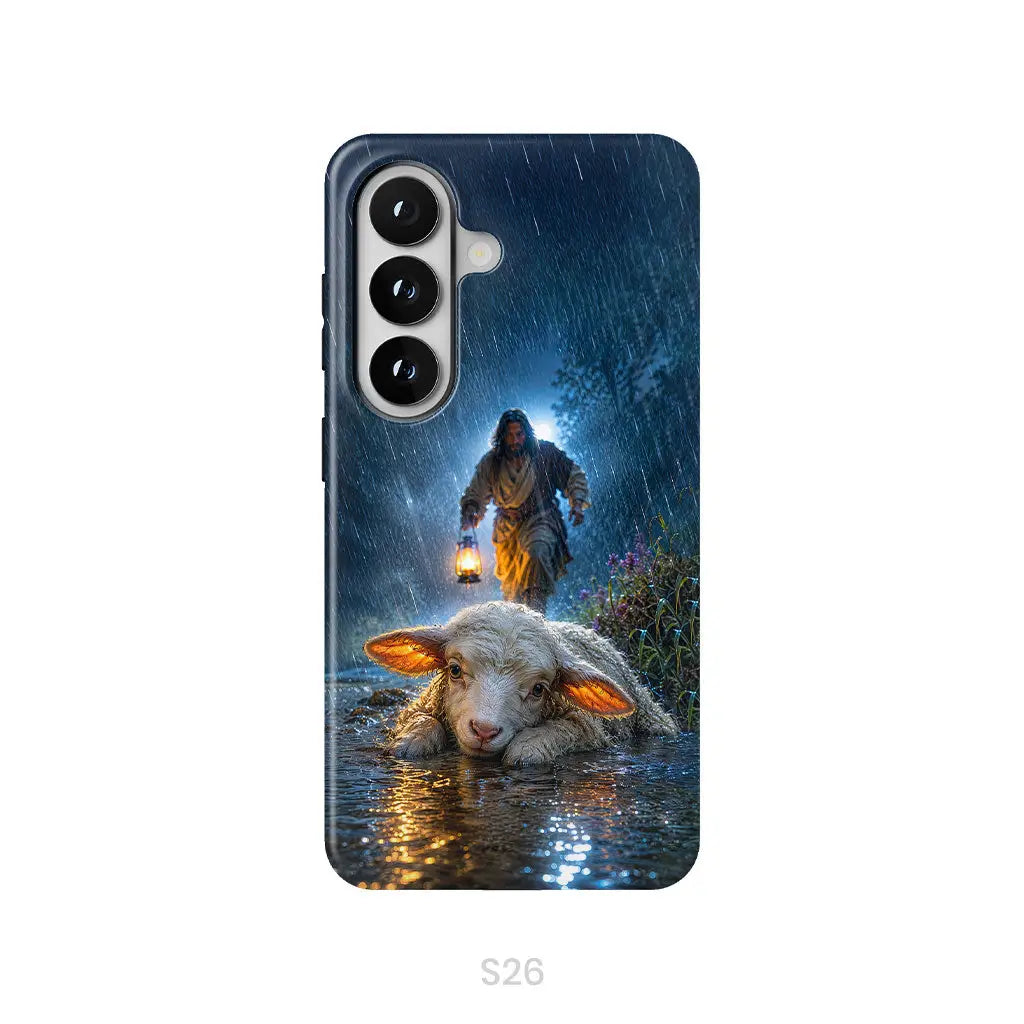 Jesus Rescues the Lost Lamb in the Storm - Christian Phone Case Samsung Galaxy S26 / Tough Case