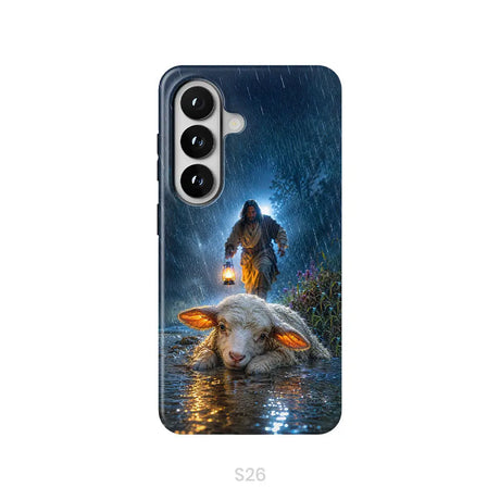 Jesus Rescues the Lost Lamb in the Storm - Christian Phone Case Samsung Galaxy S26 / Tough Case