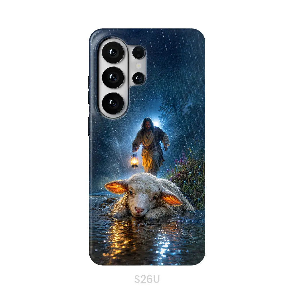 Jesus Rescues the Lost Lamb in the Storm - Christian Phone Case Samsung Galaxy S26 Ultra / Tough Case