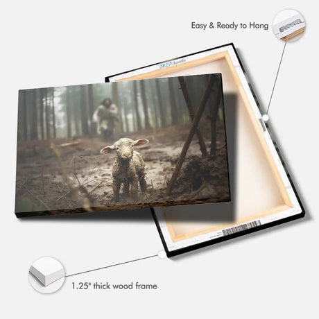 Jesus Running After a Lost Lamb Jesus Lamb of God Wall Art Canvas