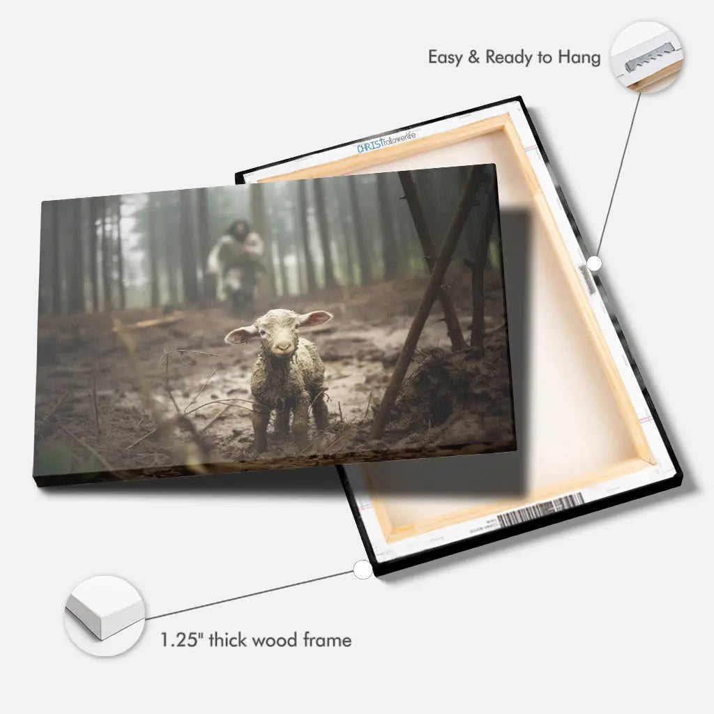 Jesus Running After a Lost Lamb Jesus Lamb of God Wall Art Canvas