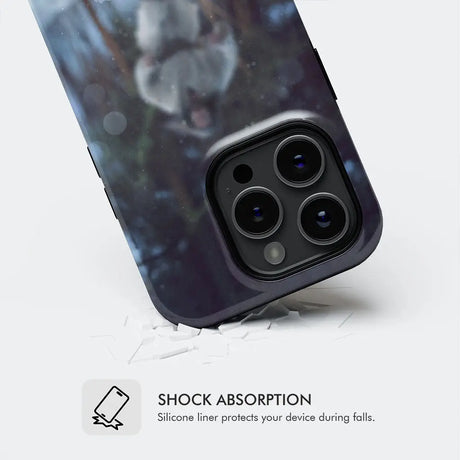 Christian phone case with Jesus and a lost sheep in a snowy forest, showcasing compassion and divine rescue.