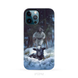 Jesus Running to Rescue a Lost Sheep in a Snowy Forest Phone Case iPhone 12 Pro Max / Tough Case