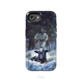 Jesus Running to Rescue a Lost Sheep in a Snowy Forest Phone Case iPhone 16e / Tough Case