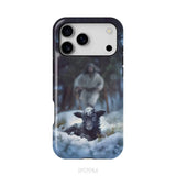 Jesus Running to Rescue a Lost Sheep in a Snowy Forest Phone Case iPhone 17 Pro Max / Tough Case
