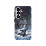 Jesus Running to Rescue a Lost Sheep in a Snowy Forest Phone Case Samsung Galaxy S26 / Tough Case