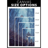 Jesus Running Toward a Lost Lamb in a Dark Rainy Forest Wall Art Canvas Size Options