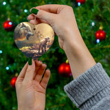Inspirational ornament of Jesus with a wolf and lamb, perfect for Christian gifts and Christmas decor.