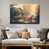 Jesus Running Towards Wolf and Lamb Wall Art Canvas